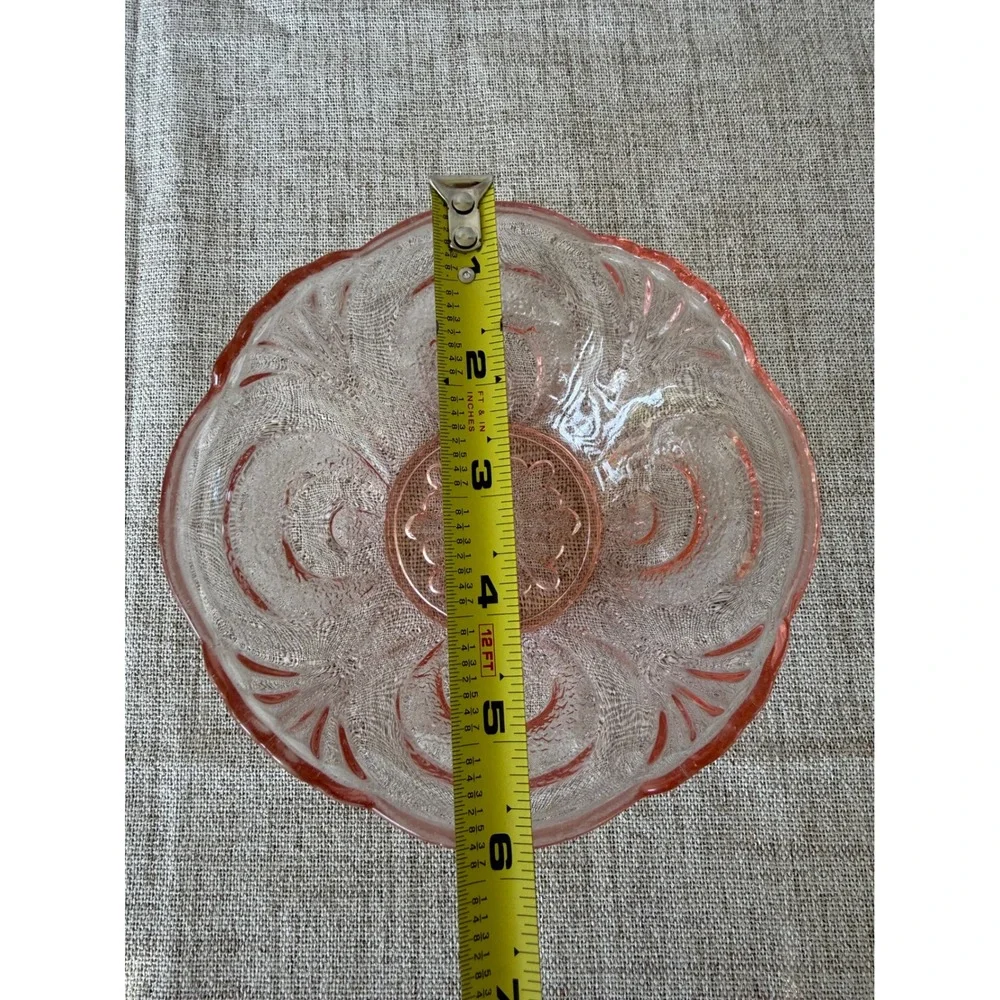 Federal Glass Pink Depression Glass Serving Bowl 6in Sharon Cabbage Rose Vintage